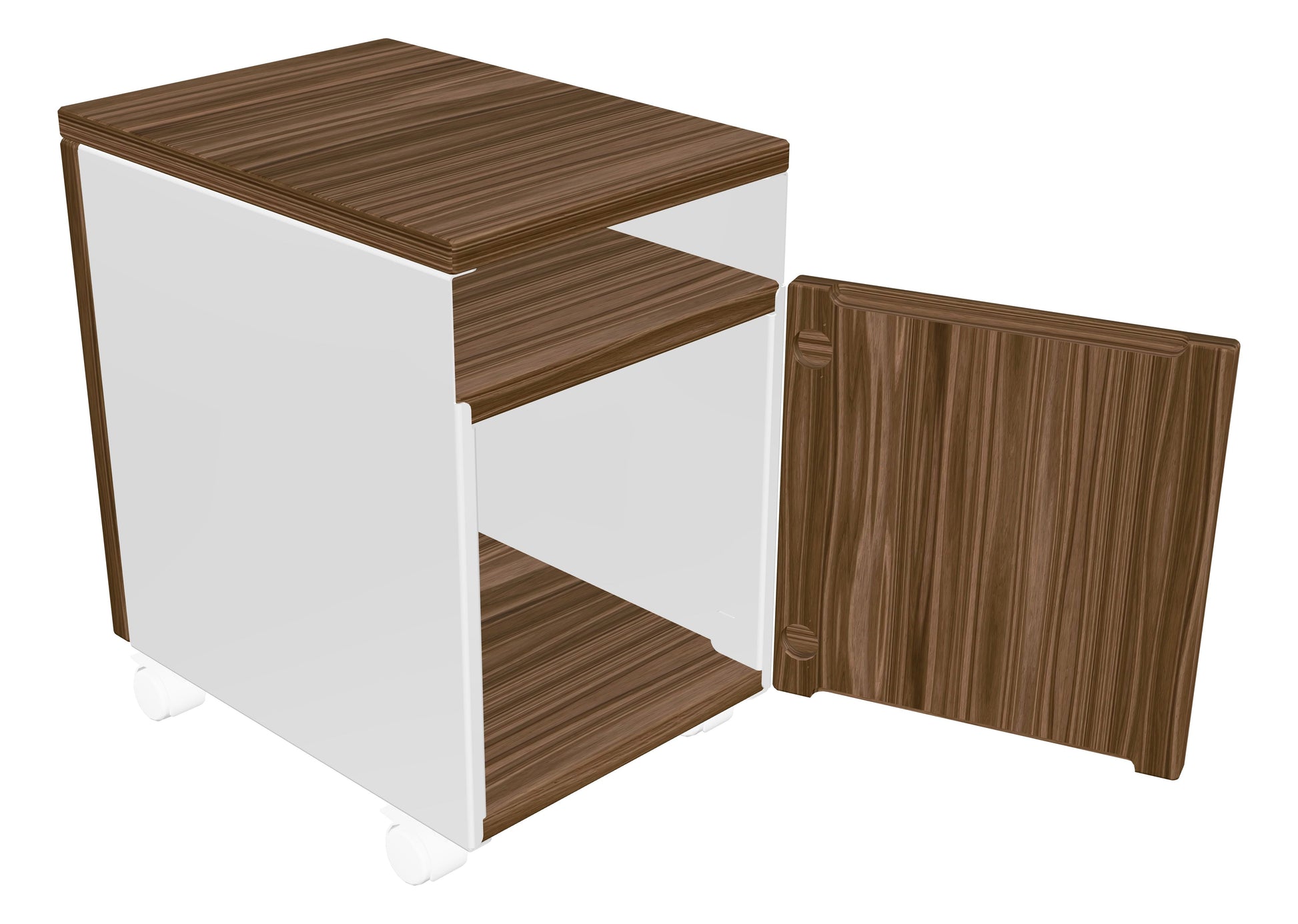 ErgoHide Mobile Cabinet Walnut White