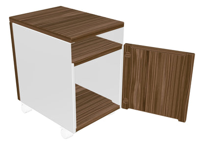 ErgoHide Mobile Cabinet Walnut White